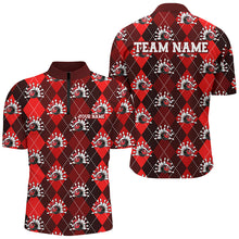 Load image into Gallery viewer, Red Argyle Pattern Custom Christmas Bowling Shirts For Men, Team Bowling Uniform Xmas Outfit IPHW7330