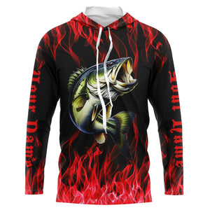 Custom Bass Fishing jerseys, Bass Long sleeve Fishing Shirts personalized Fishing gifts | red IPHW3534