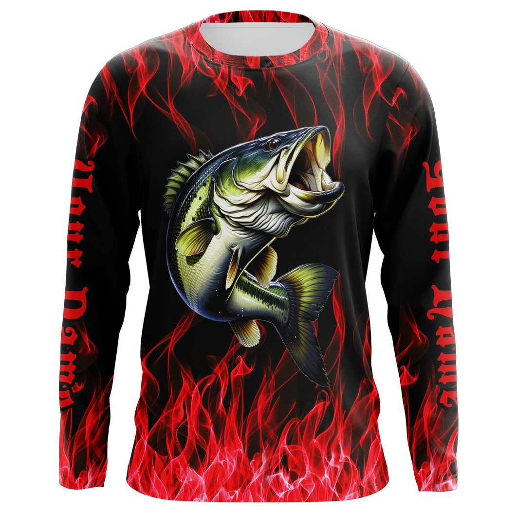 Custom Bass Fishing jerseys, Bass Long sleeve Fishing Shirts personalized Fishing gifts | red IPHW3534