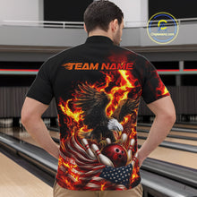 Load image into Gallery viewer, Custom Patriotic Fire Flame Eagle Men Bowling Team Shirt, Firefighter Bowling Shirt IPHW10201