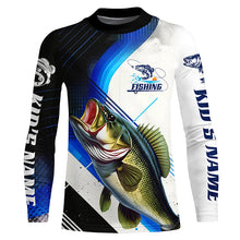 Load image into Gallery viewer, Custom Largemouth Bass Fishing Jerseys, Bass Long Sleeve Tournament Fishing Shirts | Blue IPHW6283