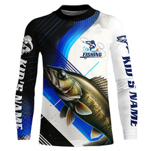 Load image into Gallery viewer, Custom Walleye Fishing Jerseys, Walleye Long Sleeve Tournament Fishing Shirts | Blue IPHW6284