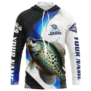 Custom Crappie Fishing Jerseys, Crappie Long Sleeve Tournament Fishing Shirts | Blue IPHW6285