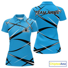 Load image into Gallery viewer, Custom Blue Bowling Jerseys, Bowling Team Tournament Polo Shirts For Women IPHW11413