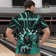 Load image into Gallery viewer, Custom Black And Green Lightning Grim Reaper Bowling Men Quarter-Zip Shirt, Halloween Outfit IPHW9807