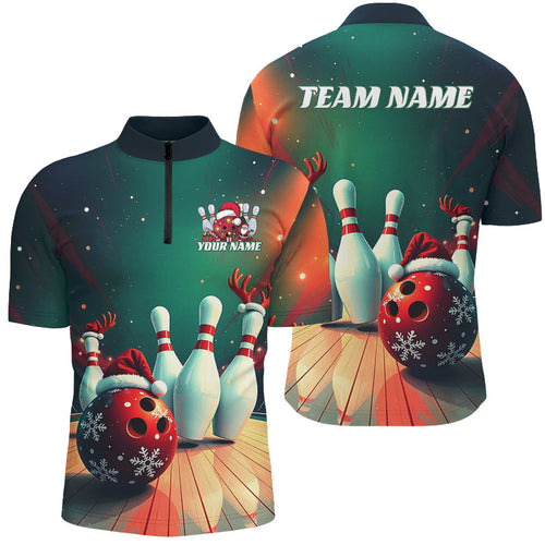 Custom Christmas Bowling Shirts For Men, Bowling Team Shirt Christmas Bowling Tournament Outfits IPHW7842