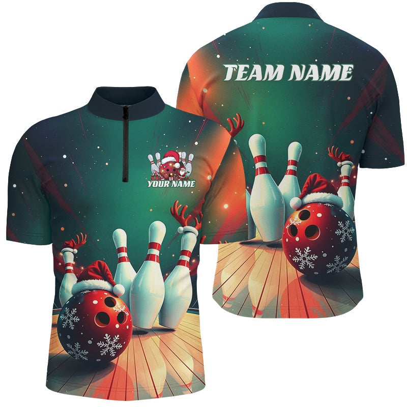 Custom Christmas Bowling Shirts For Men, Bowling Team Shirt Christmas Bowling Tournament Outfits IPHW7842