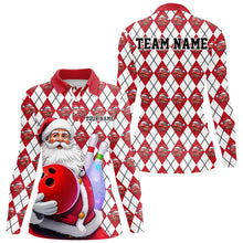 Load image into Gallery viewer, White And Red Bowling Argyle Pattern Custom Christmas Santa Bowling Team Shirts For Women IPHW7846