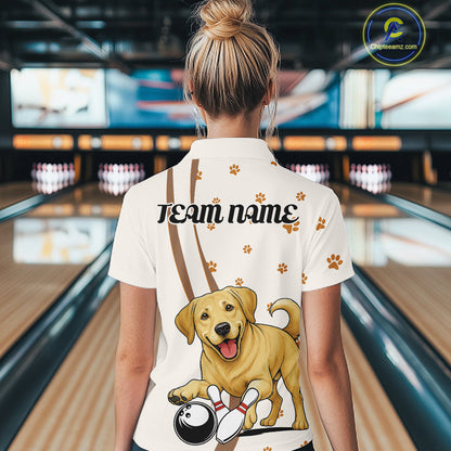 Custom Funny Labrador Retriever Dog Women Bowling Team Shirt, Dog Lovers Bowling Uniform IPHW10208