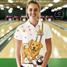 Load image into Gallery viewer, Custom Funny Golden Retriever Dog Women Bowling Team Shirt, Dog Lovers Bowling Uniform IPHW10209