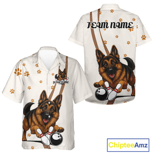Custom Funny German Shepherd Dog Men And Women Bowling Team Shirt, Dog Lovers Bowling Uniform IPHW10210