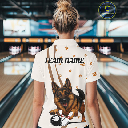 Custom Funny German Shepherd Dog Women Bowling Team Shirt, Dog Lovers Bowling Uniform IPHW10210