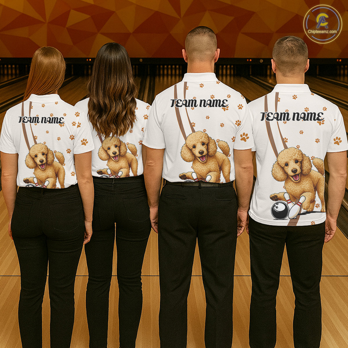 Custom Funny Poodle Dog Men Bowling Team Shirt, Dog Lovers Bowling Uniform IPHW10211