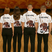 Load image into Gallery viewer, Custom Funny Dachshund Dog Men Bowling Team Shirt, Dog Lovers Bowling Uniform IPHW10213