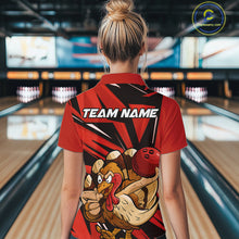 Load image into Gallery viewer, Custom Funny Turkey Bowling Shirts Women, Red Thanksgiving Bowling Shirt Team Uniform IPHW10675