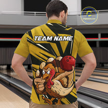 Load image into Gallery viewer, Custom Funny Turkey Bowling Shirts For Men, Yellow Thanksgiving Bowling Shirt Team Uniform IPHW10676