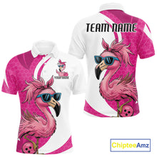 Load image into Gallery viewer, Custom Funny Hot Pink Flamingo Bowling Men Polo Shirt, Bowling League Bowlers Outfit IPHW10680