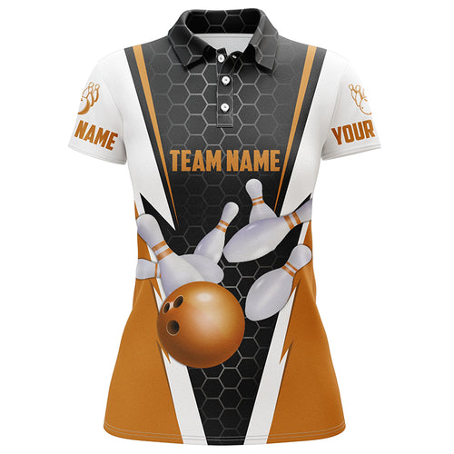 Bowling Shirts For Women Custom Name And Team Name Strike Bowling Ball And Pins, Team Bowling Shirts IPHW4946