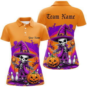 Orange And Purple Custom Funny Halloween Bowling Shirts Formen, Halloween Bowling Outfits IPHW7652