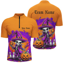 Load image into Gallery viewer, Orange And Purple Custom Funny Halloween Bowling Shirts Formen, Halloween Bowling Outfits IPHW7652