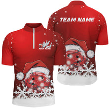 Load image into Gallery viewer, Red Snowflake Custom Christmas Bowling Shirts For Men, Santa Bowling Team Outfit Bowler Shirt IPHW7864