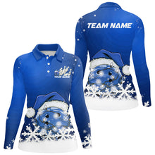 Load image into Gallery viewer, Blue Snowflake Custom Christmas Bowling Shirts For Women, Santa Bowling Team Outfit Shirt IPHW7865