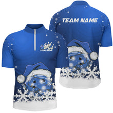 Load image into Gallery viewer, Blue Snowflake Custom Christmas Bowling Shirts For Men, Santa Bowling Team Outfit Bowler Shirt IPHW7865