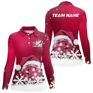 Pink Snowflake Custom Christmas Bowling Shirts For Women, Santa Bowling Team Outfit Shirt IPHW7866