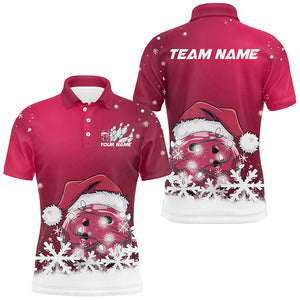 Pink Snowflake Custom Christmas Bowling Shirts For Men, Santa Bowling Team Outfit Bowler Shirt IPHW7866