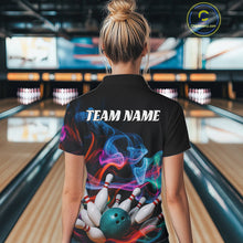 Load image into Gallery viewer, Custom Colorful Smoke Bowling Women Polo Shirts, Bowling League Shirt Bowlers Outfit IPHW9018
