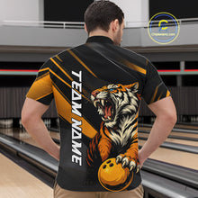 Load image into Gallery viewer, Personalized Tiger Bowling Team Men Quarter-Zip Shirts, Black And Yellow Tiger Bowling Jerseys IPHW9022