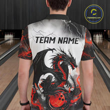 Load image into Gallery viewer, Black And Red Thunder Lightning Custom Dragon Bowling Shirts For Men, Bowling League Shirts IPHW7063