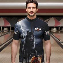 Load image into Gallery viewer, Custom Thunder Lightning Wolf Bowling Quarter-Zip Shirts For Men, Wolf Bowling Jerseys IPHW8307
