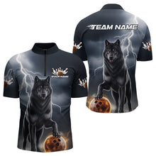 Load image into Gallery viewer, Custom Thunder Lightning Wolf Bowling Quarter-Zip Shirts For Men, Wolf Bowling Jerseys IPHW8307