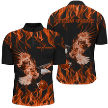 Load image into Gallery viewer, Custom Black And Orange Flame Eagle Bowling Team Men Quarter-Zip Shirts, Eagle Bowling League Shirt IPHW8792