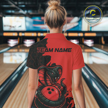 Load image into Gallery viewer, Custom Black And Red Cobra Snake Bowling Women Quarter-Zip Shirts Team Uniform IPHW9032