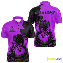 Load image into Gallery viewer, Custom Black And Purple Cobra Snake Bowling Men Polo Shirts Team Uniform Bowling Pattern IPHW9033