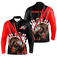 Load image into Gallery viewer, Black And Red Custom Awesome Turkey Bowling Shirts For Men, Thanksgiving Bowling Team Jerseys IPHW7878