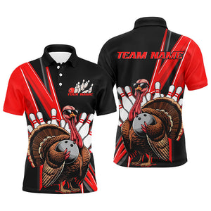 Black And Red Custom Awesome Turkey Bowling Shirts For Men, Thanksgiving Bowling Team Jerseys IPHW7878