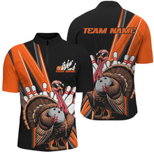 Load image into Gallery viewer, Black And Orange Custom Awesome Turkey Bowling Shirts For Men, Thanksgiving Bowling Team Jerseys IPHW7879