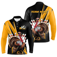 Load image into Gallery viewer, Black And Yellow Custom Awesome Turkey Bowling Shirts For Men, Thanksgiving Bowling Team Jerseys IPHW7880