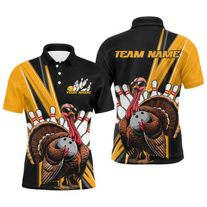 Black And Yellow Custom Awesome Turkey Bowling Shirts For Men, Thanksgiving Bowling Team Jerseys IPHW7880