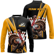 Load image into Gallery viewer, Black And Yellow Custom Awesome Turkey Bowling Shirts For Men, Thanksgiving Bowling Team Jerseys IPHW7880