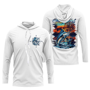 Custom Marlin Fishing Long Seeve Sport Fishing Shirts, Saltwater Performance Fishing Shirt IPHW7071