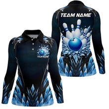 Load image into Gallery viewer, Custom Blue Icy Bowling Shirts For Women, Icy Crystaline Bowling Team Shirt Bowler Outfits IPHW7892