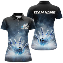 Load image into Gallery viewer, Custom Blue Icy Bowling Team Shirts For Women, Winter Feel Bowling Jersey Bowlers Outfit IPHW7894