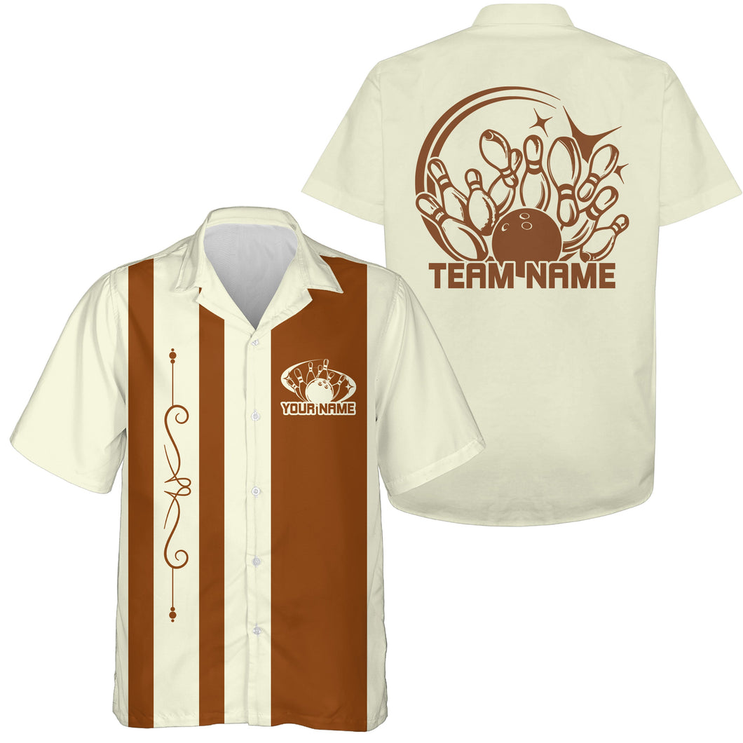 Custom Classic Vintage Bowling Team Shirts, 50S Retro Bowling Button Up Shirt IPHW10088