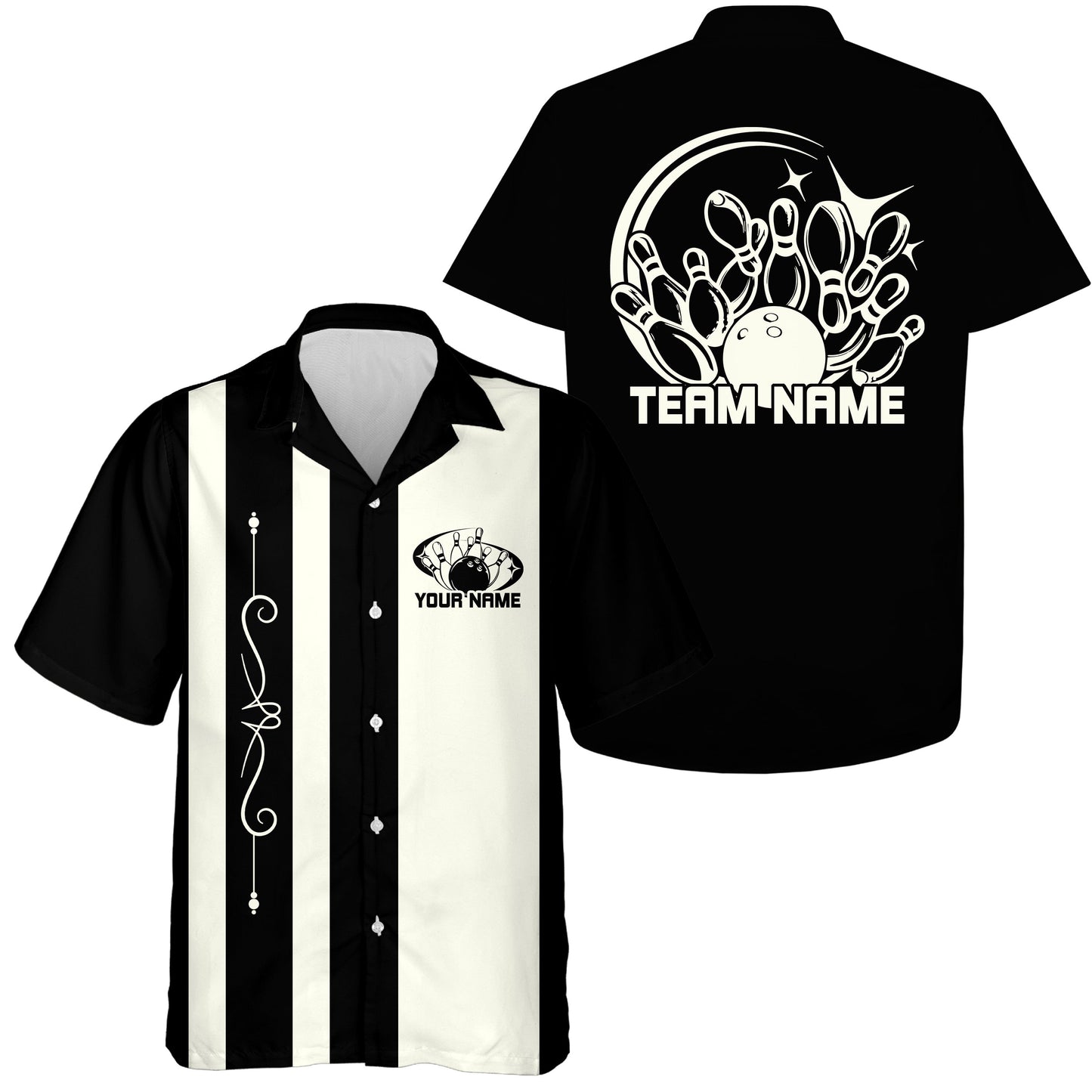 Custom Classic Vintage Bowling Team Shirts, 50S Retro Bowling Button Up Shirt IPHW10088