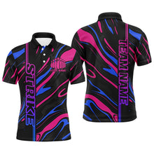 Load image into Gallery viewer, Blue And Pink Custom Strike Bowling Shirts For Men, Striking Bowling Team Uniform IPHW7683