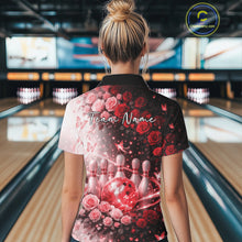 Load image into Gallery viewer, Custom Dreamy Red Roses And Butterfly Women Bowling Quarter-Zip Shirt, Ladies Outfit IPHW10898